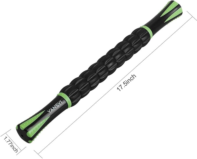 YANSYI 9-Roller Muscle Massage Stick - Deep Tissue Foam Roller for Pain Relief & Recovery, Portable Muscle Roller for Athletes, Back, Legs, Soreness (Black)