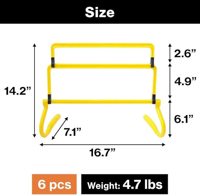 Japard 6 Pcs Agility Hurdles Speed Training Equipment, 4 Height Adjustable Setting, Soccer Training Equipment for Youth Adults