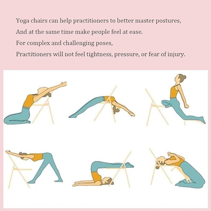 Pilates Yoga Chair,Professional Iyengar Auxiliary Chair,Hardened Thick Yoga Folding Chair,Solid Anti-Slip, Stable,Foldable and Portable Backless Chair,Blue-Yoga Chair (Without Waist Drag)