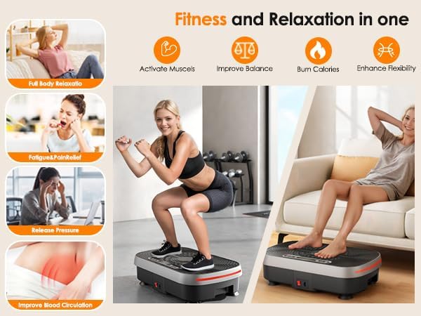 Vibrating Plate Exercise Machine, Vibration Plate for Lymphatic Drainage with Resistance Bands, 99 Speed Levels, Whole Body Shaker, for Weight Loss Fat Burner for Women Men