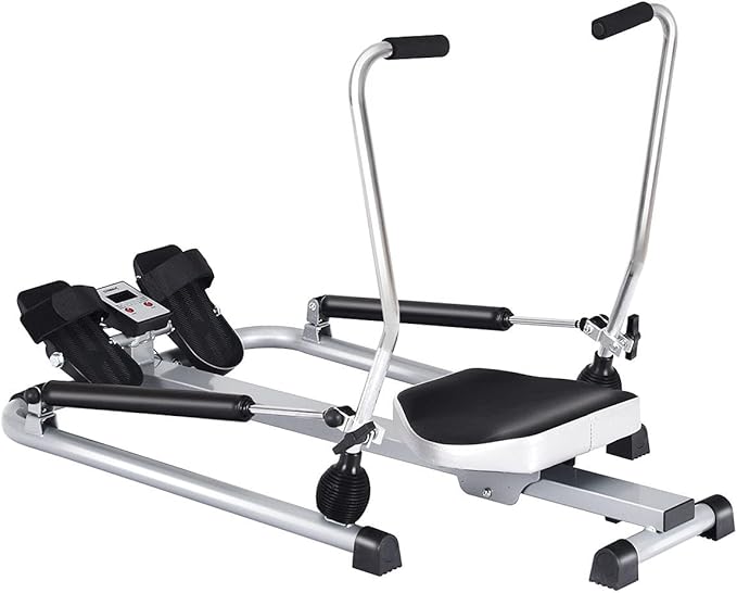 DORTALA Total Motion Rowing Machine Rower with LCD Monitor, Adjustable Hydraulic Cylinder Resistance and Full Arm Extensions for Whole Body Muscle Training Home Use, 265 lb Weight Capacity