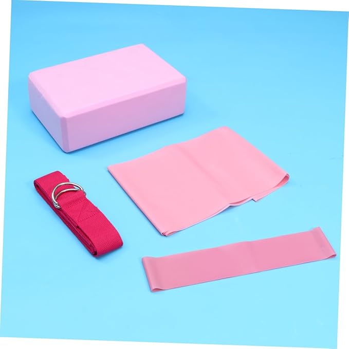 Kisangel 4pcs Yoga Tool Kit Resistance Ring Stretch Band Latex Pull Towel and Yoga Brick for Home Gym Workouts and Fitness Enthusiasts
