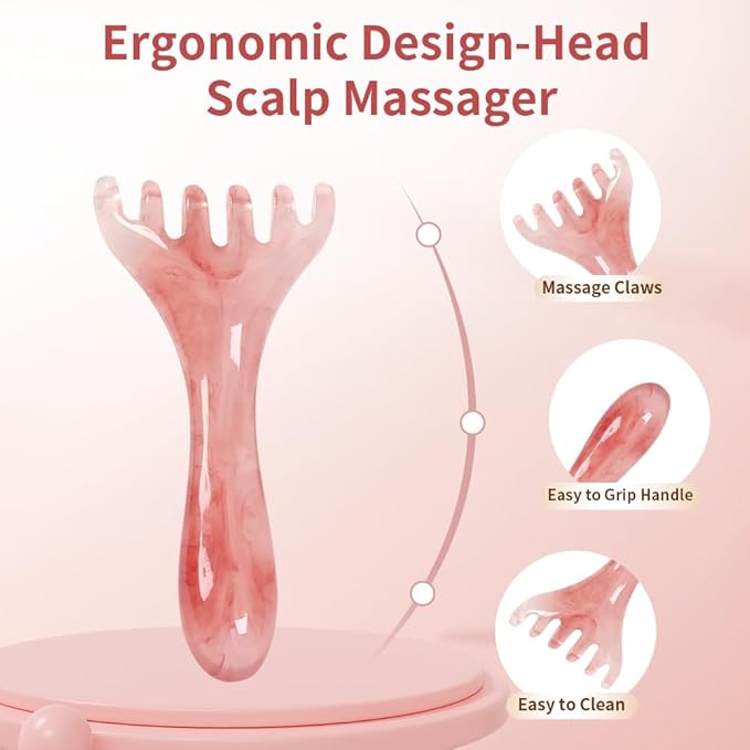 TAIHI Scalp Massager, Manual Head Massager Gua Sha Tool, Natural Resin Scalp Comb for Hair Growth, Body Relaxing, Neck Shoulder Relief, with Gift Box for Family Friends