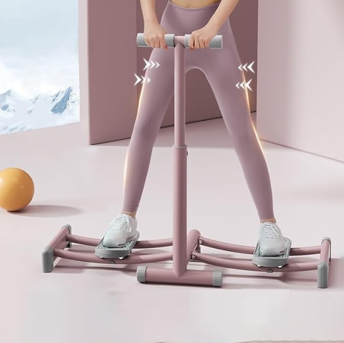 Foldable Ski Machine Ski Simulator Leg Exercise Equipment Weight Loss Thin Legs Pelvic Floor Trainer for at Home Gym(Gris,with armrests)