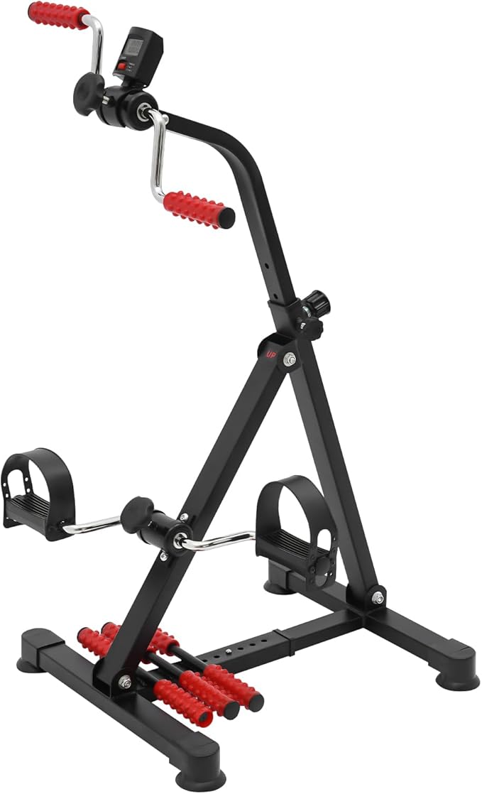 Pedal Exerciser Bike for Seniors, Hand Arm Leg and Knee Peddler, Adjustable Fitness Recovery Equipment with LCD Monitor, Home Exercise Equipment for Elderly