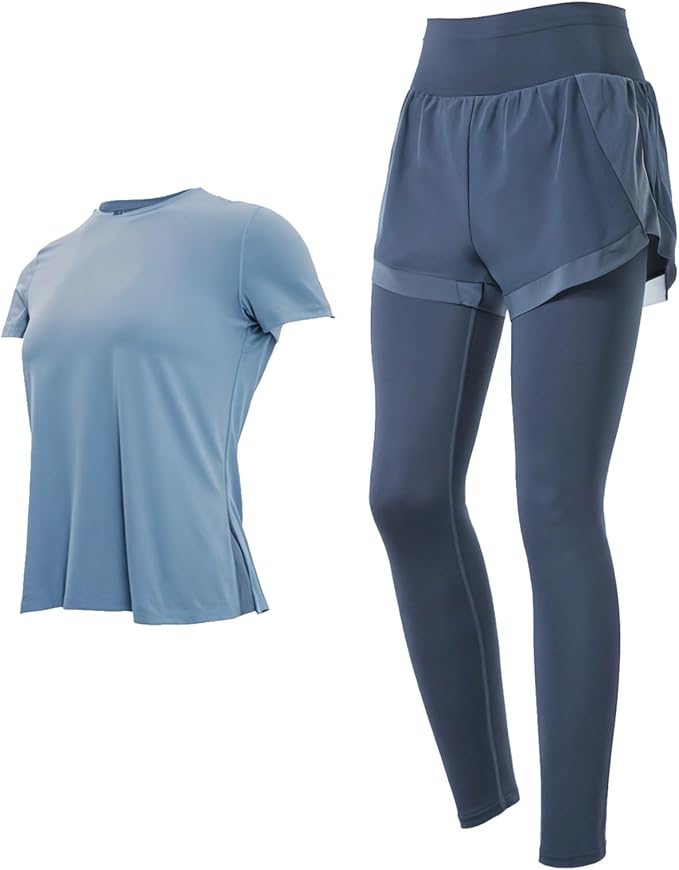 Two Piece Black Set, Pilates Outfits With Short Sleeve, Sets For Women, Spandex And Polyester Breathable Fabric, Women'S Casual And Sportswear Xxl