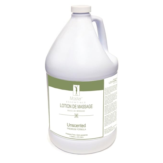 Master Massage Massage Unscented Lotion for Massage Therapy - 1 Gallon - 100% Natural, Skin-Nourishing Formula, Ideal for Professionals and Home Use, Pack of 4