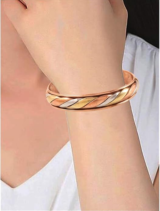 Touchstone copper bracelets | gift for men women |adjustable 100% pure solid real magnetic jewelry | handmade bracelet set combo | rope braided tibetan bangles.