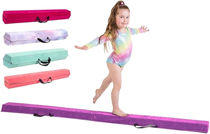 Artistic Gymnastics Beam for Home - 210/240/270/300 - Amazing Balance Equipment for Kids at Home - Faux Suede, High Density EVA Foam - Carrying Straps