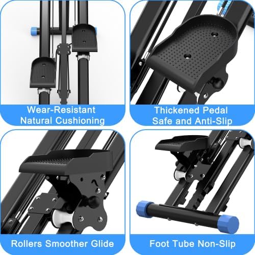Home Foldable Stair Stepper Machine - Vertical Climber for Full Body Workout, 265 lbs Capacity w/LCD Display & Adjustable Handlebar, Compact Home Gym Equipment for Legs, Abs, Cardio