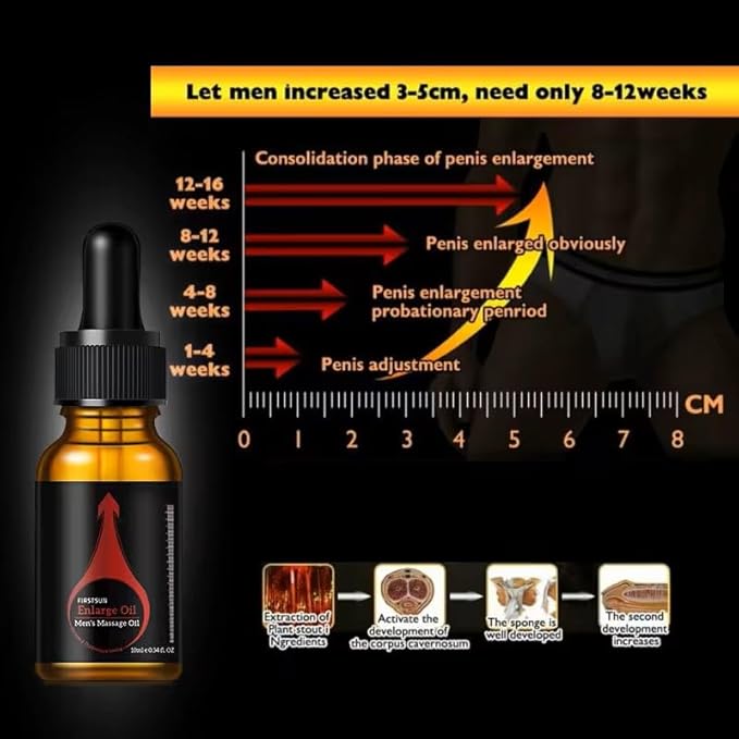 FirstSun Enlarge and Permanent Thickening Growth Men Energy Massage Essential Oil for Sex, Increase Dick Liquid for Health Care, Lateness Performance,Strength,Thicker (1 Pack)