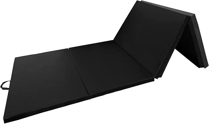 BalanceFrom 10x4 Feet 4-Panel Folding Gymnastics Mat – 2-Inch Thick Pad with Vinyl Surface and Carrying Handles for Tumbling, Yoga, Pilates, Home Workouts, and Martial Arts