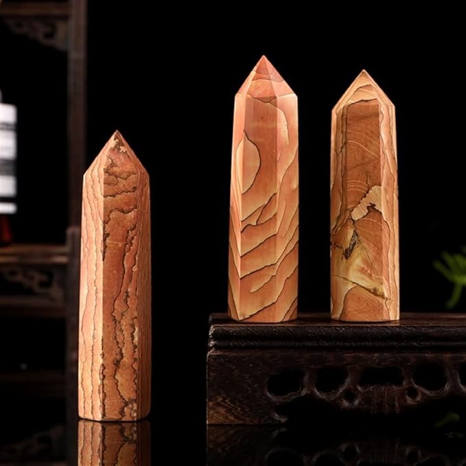 Meditation Home 1PCS Natural Wood Graphite Crystal Column Original Stone Grinding Single Meditation Cure six Prism Decoration (Size : 3pcs)