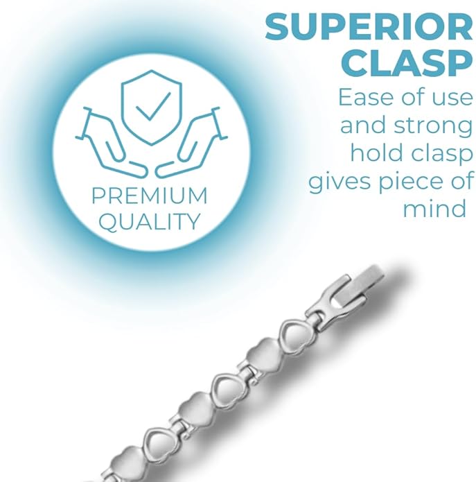 Willis Judd Womens Love Heart Titanium Magnetic Therapy Bracelet Adjustable