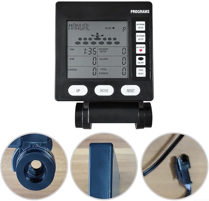 Rowing Machine Counter Monitor, LCD Display Speedometer With Distance Time, Wireless Connection, Gym Fitness Equipment Replacement