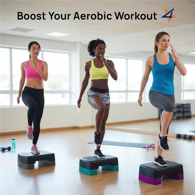 Yes4All Aerobic Exercise Step Platform, Exercise Stepper with Risers for Cardio and Strength Training, Workout Stepper for Home Gym