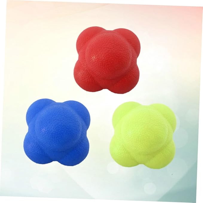 Yardwe 3pcs Hexagonal Reaction Ball Reflex Ball for Agility Training for Fitness Exercise Tennis Badminton