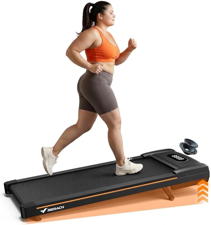 MERACH W50 Walking Pad Treadmills for Home, 12% Auto Incline, 400lbs Capacity, 3.5HP Super Quiet Brushless, 16.5"x41.3" Spacious Running Belt, Under Desk Treadmill with Remote & LED
