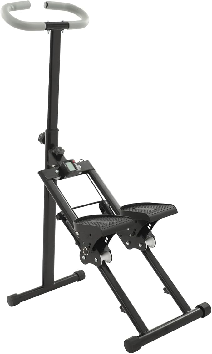 Stair Stepper,220Lbs Load-Bearing Vertical Climber Machine for Full-Body Workout,Folding Cardio Stair Master with Adjustable Handlebar & Pedal, Floor-Standing Fitness Equipment with Clear Display
