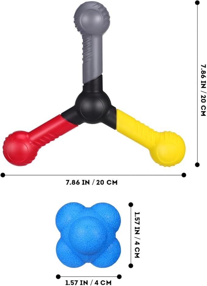 Kisangel Hand Eye Coordination Training Reaction Balls Set with 4 Multi-Color Balls and Speed Agility Tool Portable Sports Equipment for Basketball Football Training 7.87 X 7.87 X 1.57 Inches