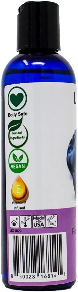 Lick Blueberry Flavored Massage Oil – Sweet Berry Edible Massage Oil with Sweet Almond Oil & Vitamin E, Lightweight Smooth Glide for Couples Massage & Play, 4 oz