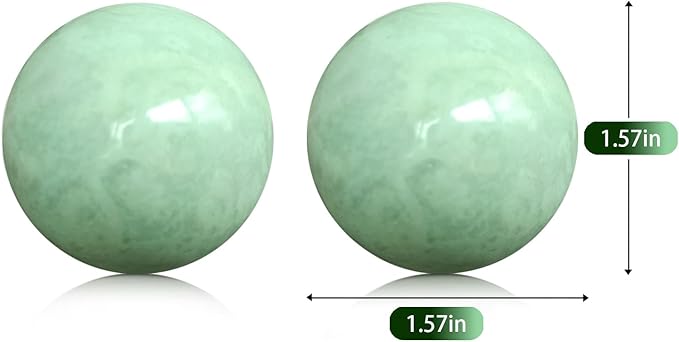 Traditional Chinese Baoding Balls, Marble Health Exercise Stress Relief Balls, Green, 2-Piece Set (Green, Medium-1.57")