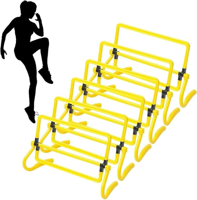 Japard 6 Pcs Agility Hurdles Speed Training Equipment, 4 Height Adjustable Setting, Soccer Training Equipment for Youth Adults