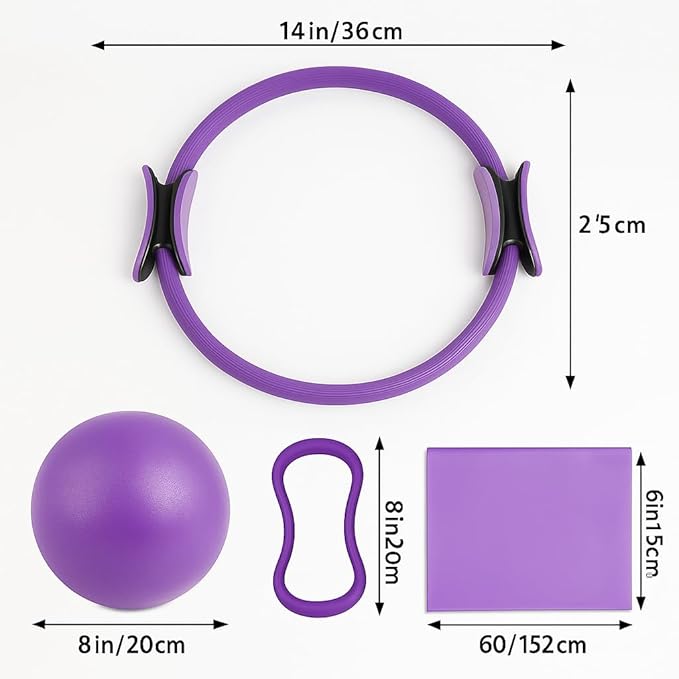Pilates Ring and Ball Set – Premium Pilates Equipment for Home Workout – Fitness Circle & Exercise Ball for Toning, Strengthening & Flexibility – Ideal for Pilates, Yoga, Core Training