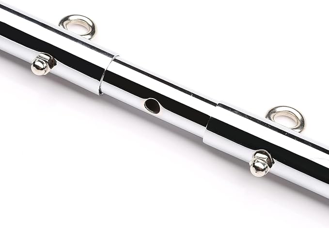Silver Pilates Bar Kit with 4 Red Fur Straps - Includes Exercise Guide & Storage Bag for Home Fitness