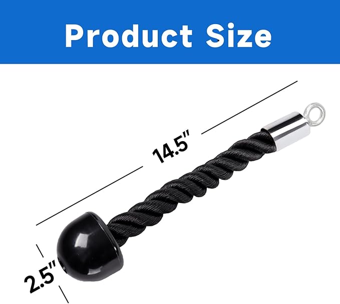GSE Tricep Rope, Heavy Duty Tricep Pull Down Cable Machine Attachment, Strength Training Exercise Equipment for Home Gym (Single/Dual Available)
