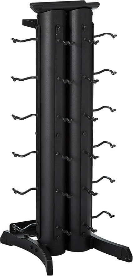 Body-Solid Vertical Gym Organizer Package with Lat and Curl Bar, Revolving Bars, Tricep Pressdown and Handles, Compact Storage Rack for 20 Handles & Straps, Home Accessories Organization
