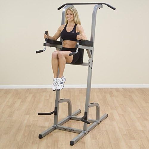 Body-Solid GVKR82 Multi-Function Power Tower With Vertical Knee Raise, Dip Station, Push-Up station, and Pull-Up Station Featuring A Narrow and Wide Grip