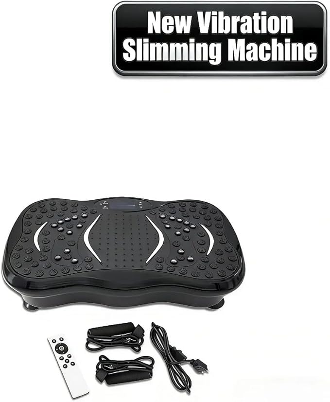 Vibration Plate Exercise Machine for Whole Body Workout, 330 lbs Capacity Lymphatic Drainage Platform for Weight Loss, 120 Speeds with Resistance Bands & Built-in USB Speaker