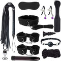 Pilates 12 Piece Black Plush Nylon Fun Multifunctional Equipment Set, Yoga Training Tool with Paddle Whip, Hip and Wrist Exercise Accessories, Couple Gift