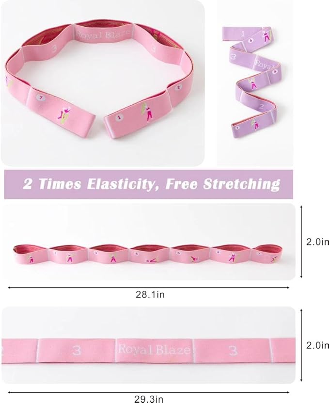 Yoga Stretch Strap with Loops - Streching Strap for Physcial Thearpy, Pilates & Flexibility Training - Exercise Strap for Hamstring, Leg Streching & Rehab - Kids & Adults