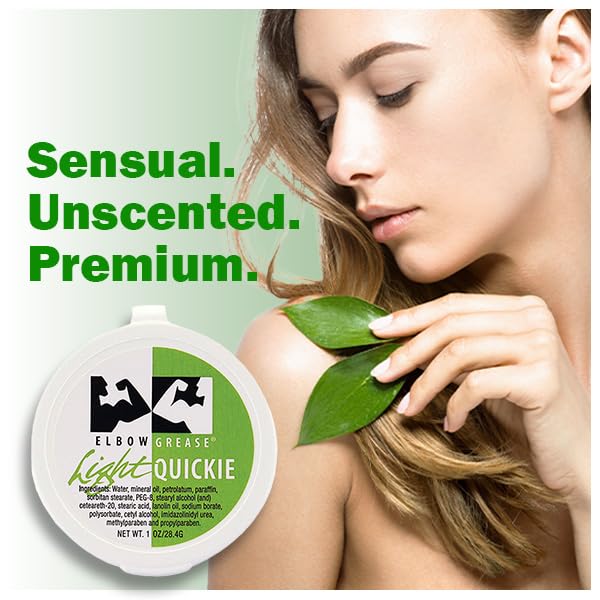 Elbow Grease Light Formula Quickie Massage Cream, Unscented Lightweight Mineral Oil-Based Cream for Smooth Glide and Skin Hydration (1 Pack)