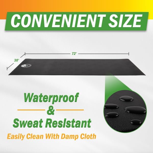 Treadmill & Exercise Equipment Mat – Non-Slip, Waterproof Pad for Bike, Walking Pad, Elliptical or Home Gym – Noise-Reducing Workout Floor Protector by Wakeman