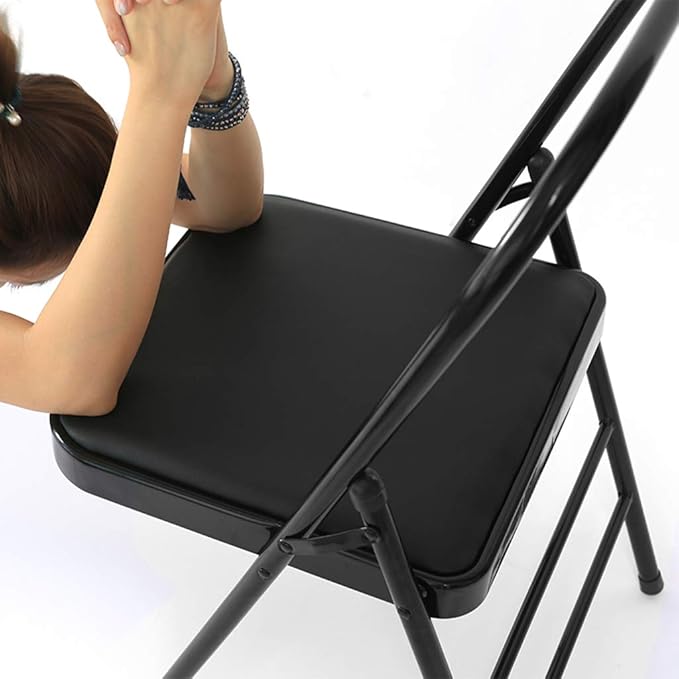 Pilates Yoga Chair, Professional Iyengar Auxiliary Chair, Yoga, Hardened and Thick Yoga Folding Chair, Solid Anti-Slip, Stable and Durable, Black,Blac
