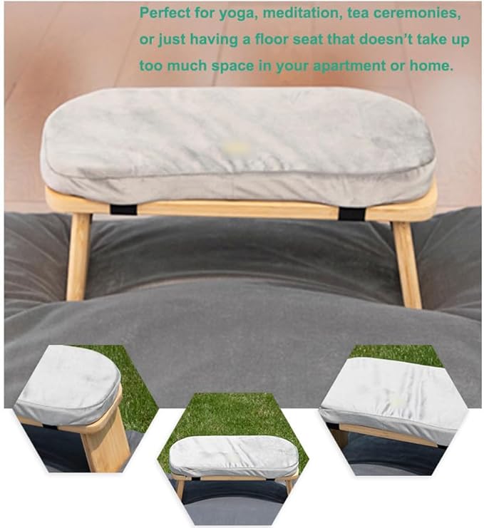 Meditation Bench with Meditation Cushion Meditation Stool Set,Folding Yoga Stool, Sturdy Prayer Bench,Comfortable for Kneeling or Sitting