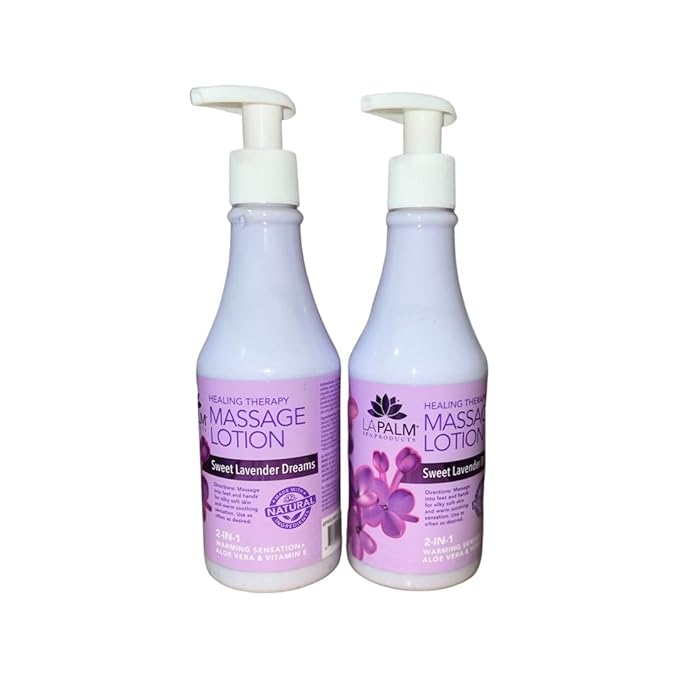 La Palm Healing Therapy Massage Lotion 8 fl oz. - Sweet Lavender Dreams (Pack of 2)