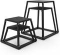 PeakPursuit Plyometric Jump Box - Heavy-Duty Steel Plyo Box with Anti-Slip Rubber Pads, Set of 12, 18", 24", 30" Box Jump Platforms for Strength & Conditioning Training, Home Gym