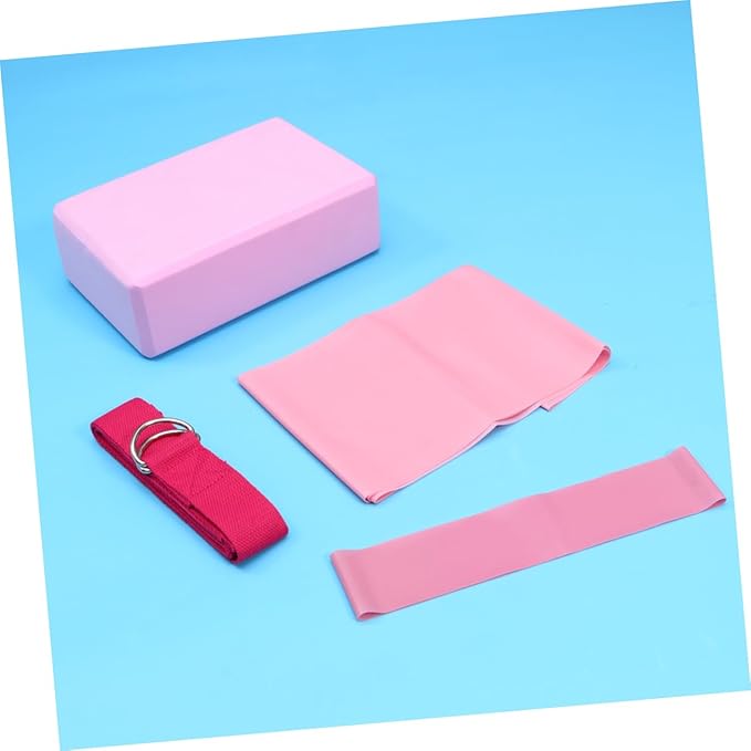 VICASKY 4-Piece Yoga Tool Kit Resistance Ring Stretch Band Latex Pull Towel and Yoga Brick Essential Accessories for Home Gym and Fitness Enthusiasts