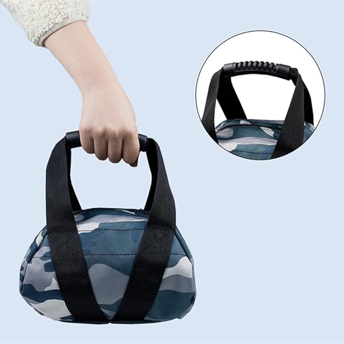 Camouflage Weightlifting Training Sandbag Kettlebell Sandbag, Adjustable Canvas Soft Sand Bag with Handles, Weightlifting Dumbbell for Home Training Fitness Yoga Workout