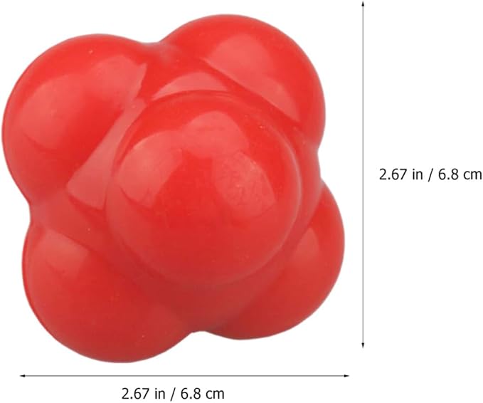 Hexagonal Fitness Reaction Ball 68Mm Large Red Silicone Agility Training Ball for Speed, Coordination, and Hand-Eye Reflexes Indoor Sports Exercise