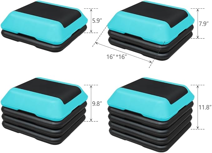 Adjustable Height Step Platform for Aerobics and Fitness Training with Non-Slip Surface