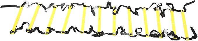 Fixed Agility Ladder for Football Soccer Training, Speed Footwork Ladder with 12 Rungs 6M, Bright Color Non - Slip Rope Ladder for Sports Drills and Group Exercise