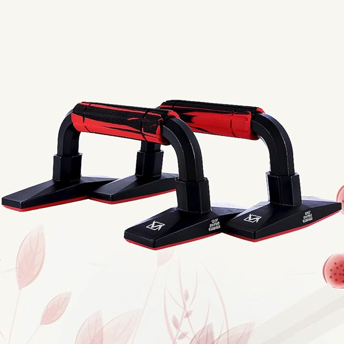 UPKOCH H-shaped Push-up Stands Bars for Arm Strength Training, Red Black Push-up Frame with Non-slip Grip, 1 Pair Trainer Tool for Chest and Abdomen Exercise at Home