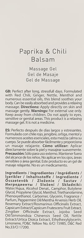 Paprika Thermal Body Gel – Firming & Toning Massage Gel – Natural Paprika Extract – Heating Effect Slimming Gel for Abdomen, Arms & Legs – 150 ml