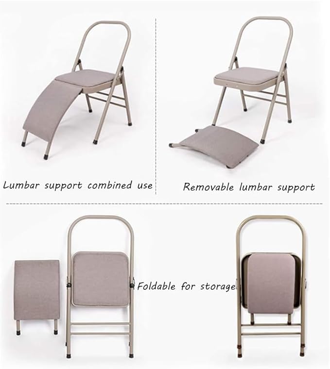Yoga Chair with Lumbar Support, Multifunctional Yoga Stool with Removable, Yoga Auxiliary Chair with Lumbar Support, Yoga Pilates Chair, Yoga Inversion Chair