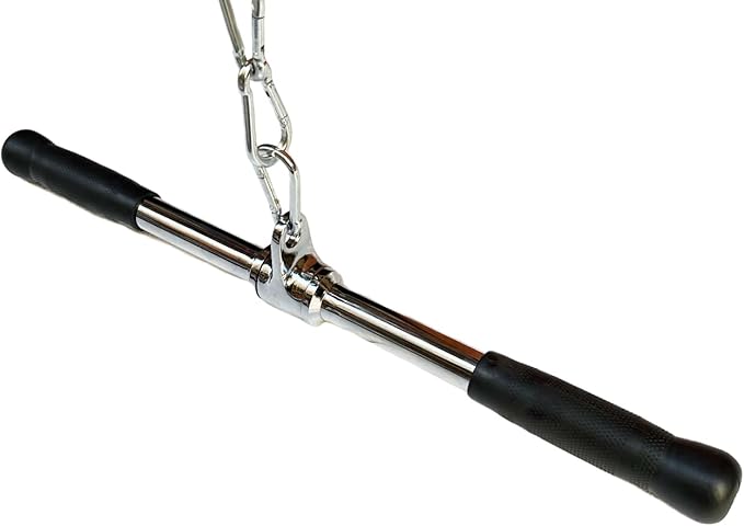 qibylift Barbell Multi-Exerciser Cable Attachment For Cable Machines, Lat Pull Down Bar Cable Machine Attachments, Tricep Press Down Bar, Revolving Straight Curl Pulldown Bar with Rotating & Rubber Handle Grips